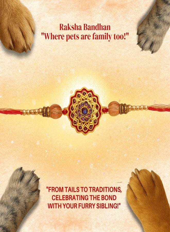 Sage Square Paw Bandhan Rakhi for Dog, Cat & Small Pets | Celebrate Bonds of Love This Raksha Bandhan | Cute Rakhi with Beads, Decorative Threads | Gift for Pet Lovers & Furry Companions (Type 31) - Image 5